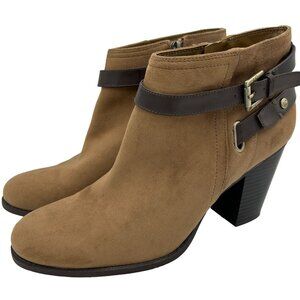 Liz Claiborne Flex Form Womens 11M  Brown Faux Suede Ankle Boots Western Buckle